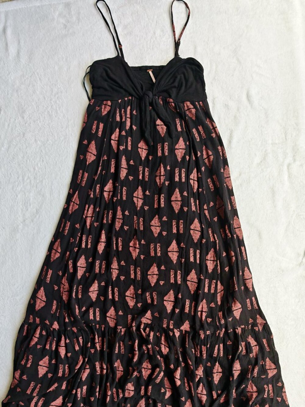 Free People Black Boho High Low Maxi Dress Tie Flowy size xs - Picture 4 of 14